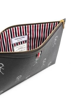 Best Pirce π Thom Browne Stick figure print clutch bag clutch bags of women π 9 Thom Browne stick figure-print clutch bag