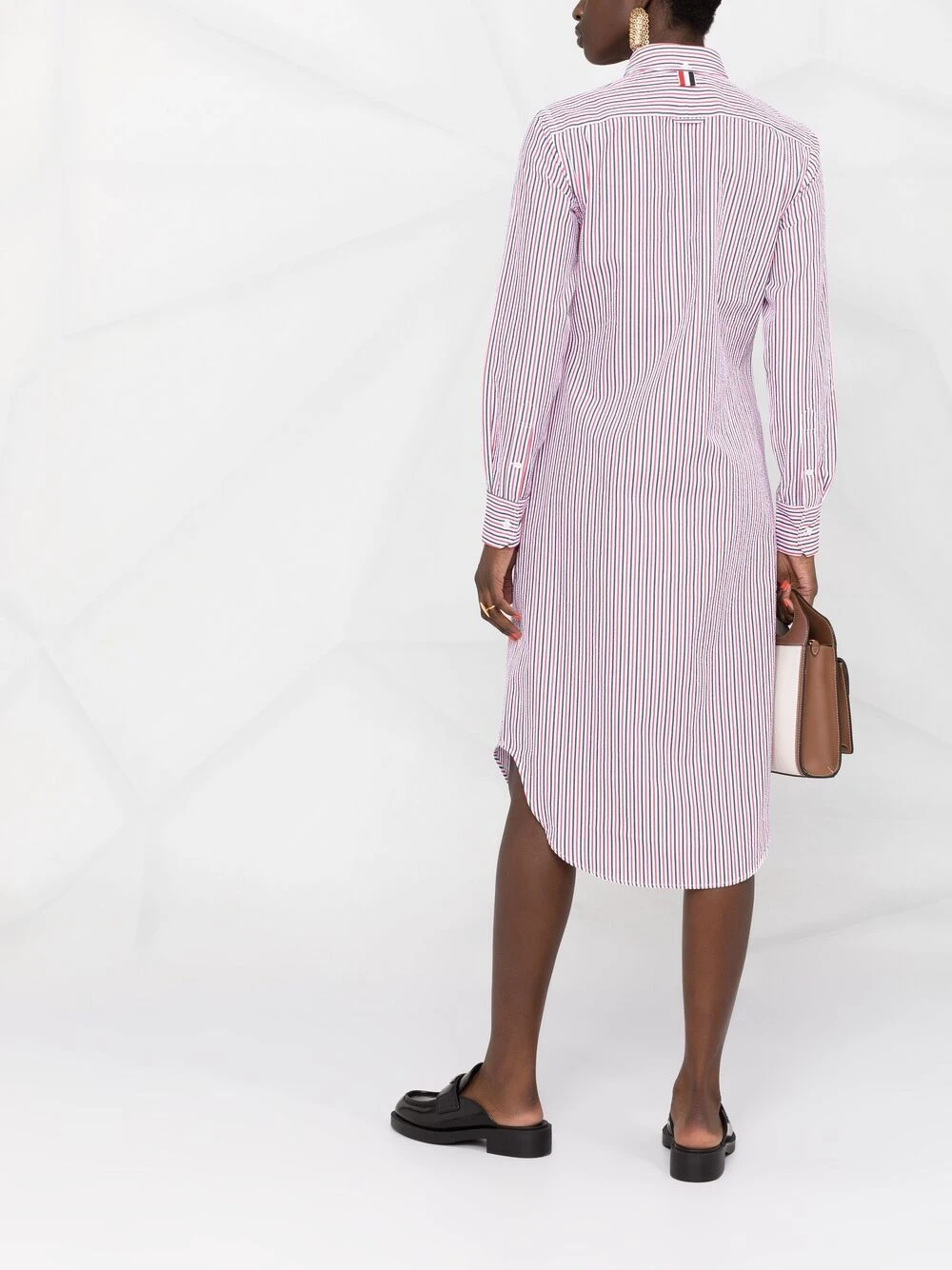 Cheapest ✔️ Thom Browne RWB stripe shirtdress day🔥 dresses of women ⌛ 4 Thom Browne RWB-stripe shirtdress