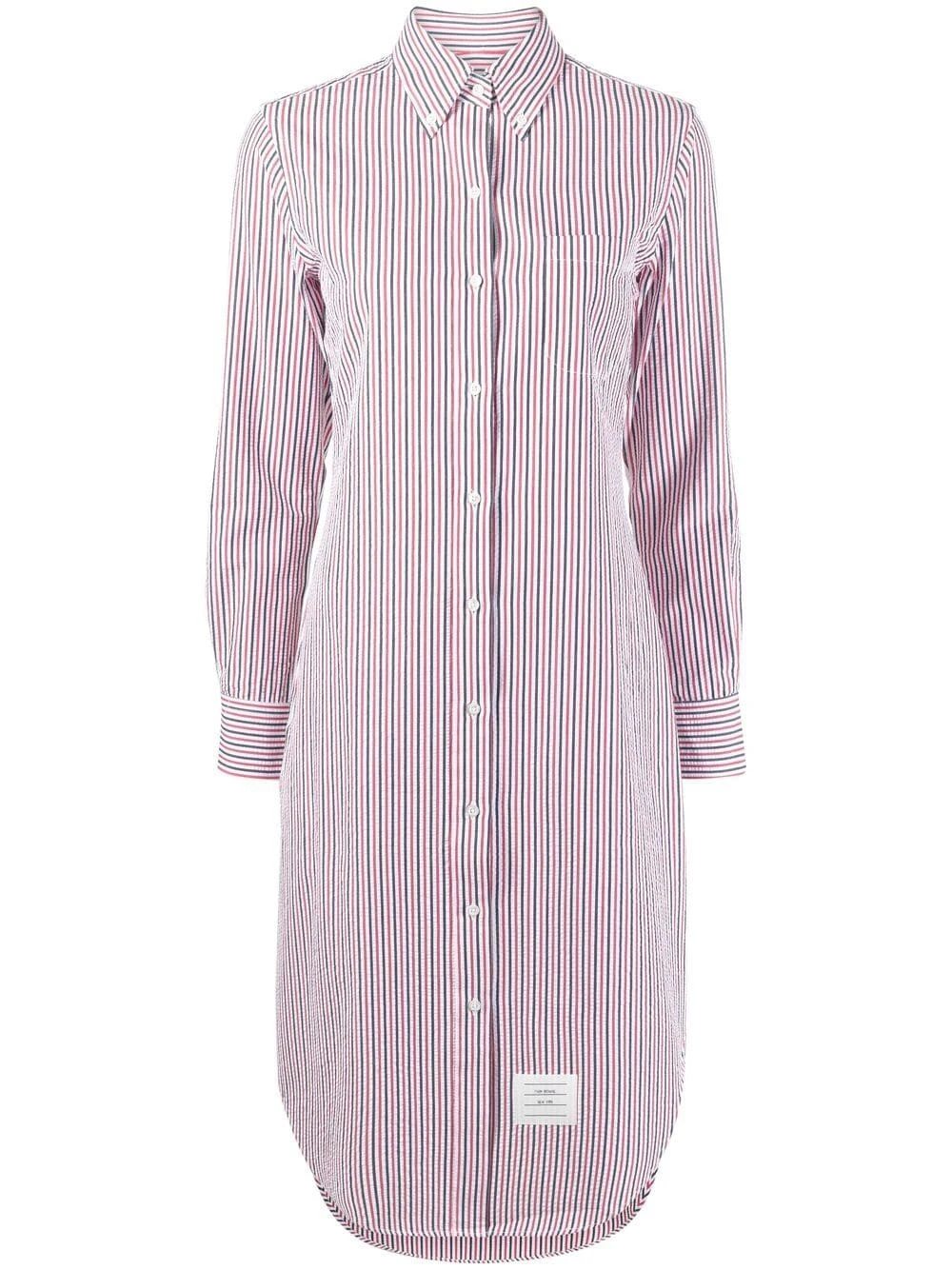 Cheapest ✔️ Thom Browne RWB stripe shirtdress day🔥 dresses of women ⌛ 1 Thom Browne RWB-stripe shirtdress