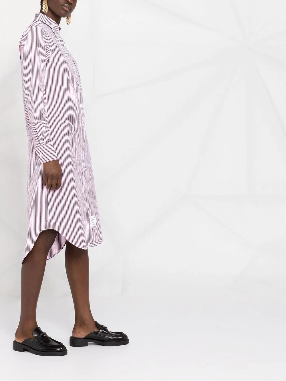 Cheapest ✔️ Thom Browne RWB stripe shirtdress day🔥 dresses of women ⌛ 6 Thom Browne RWB-stripe shirtdress