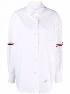 Thom Browne button-collar grosgrain armband shirt