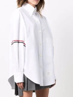 Thom Browne button-collar grosgrain armband shirt