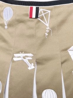 Thom Browne Sky Icons-embroidered pleated skirt