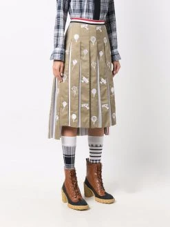 Thom Browne Sky Icons-embroidered pleated skirt