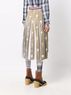 Thom Browne Sky Icons-embroidered pleated skirt