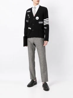 Thom Browne 4-Bar patch-detail cardigan