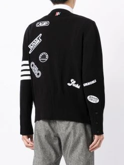 Thom Browne 4-Bar patch-detail cardigan