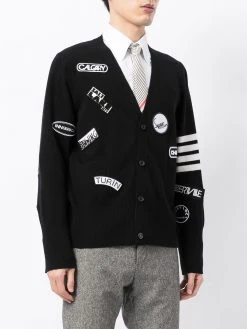 Thom Browne 4-Bar patch-detail cardigan