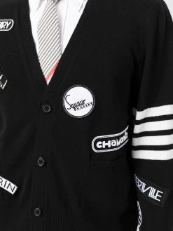 Thom Browne 4-Bar patch-detail cardigan