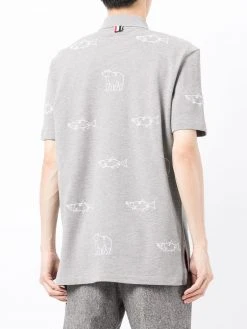 Thom Browne bear fish embroidered polo shirt