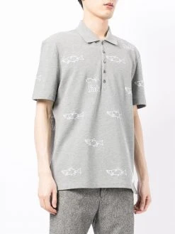 Thom Browne bear fish embroidered polo shirt