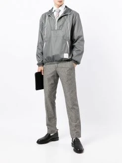 Thom Browne logo-patch zip-up hoodie
