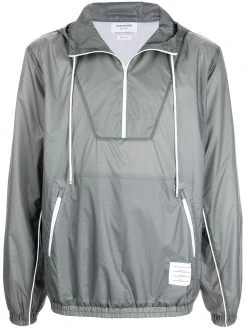 Thom Browne logo-patch zip-up hoodie