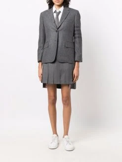 Thom Browne 4-Bar stripe cropped button-front blazer