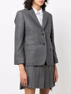 Thom Browne 4-Bar stripe cropped button-front blazer