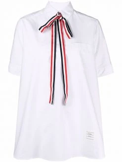 Thom Browne RWB pussybow-collar blouse