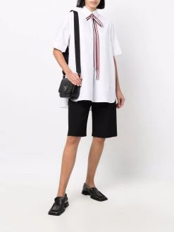 Thom Browne RWB pussybow-collar blouse