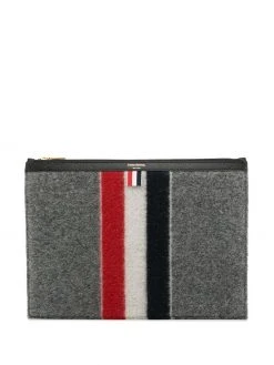 Thom Browne logo-print wool wash bag