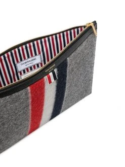 Thom Browne logo-print wool wash bag