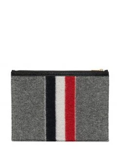 Thom Browne logo-print wool wash bag