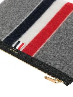 Thom Browne logo-print wool wash bag