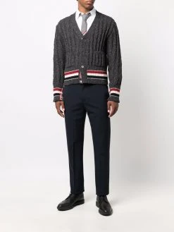 Thom Browne RWB stripe cable-knit cardigan