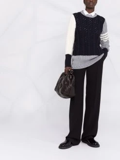 Thom Browne 4-bar stripe colour block knitted jumper