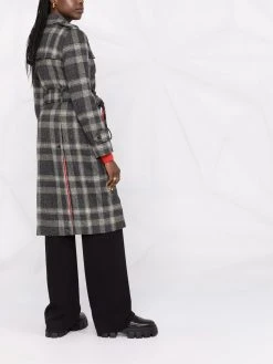 Thom Browne check pattern doubled breasted belted coat