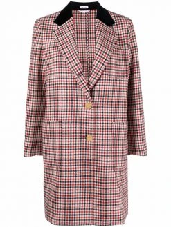 Thom Browne check button-front coat