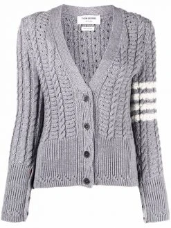 Thom Browne cable-knit four-stripe cardigan