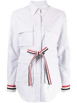 Thom Browne RWB-stripe flap-pocket shirt