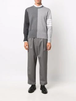 Thom Browne two-tone crew neck sweatshirt