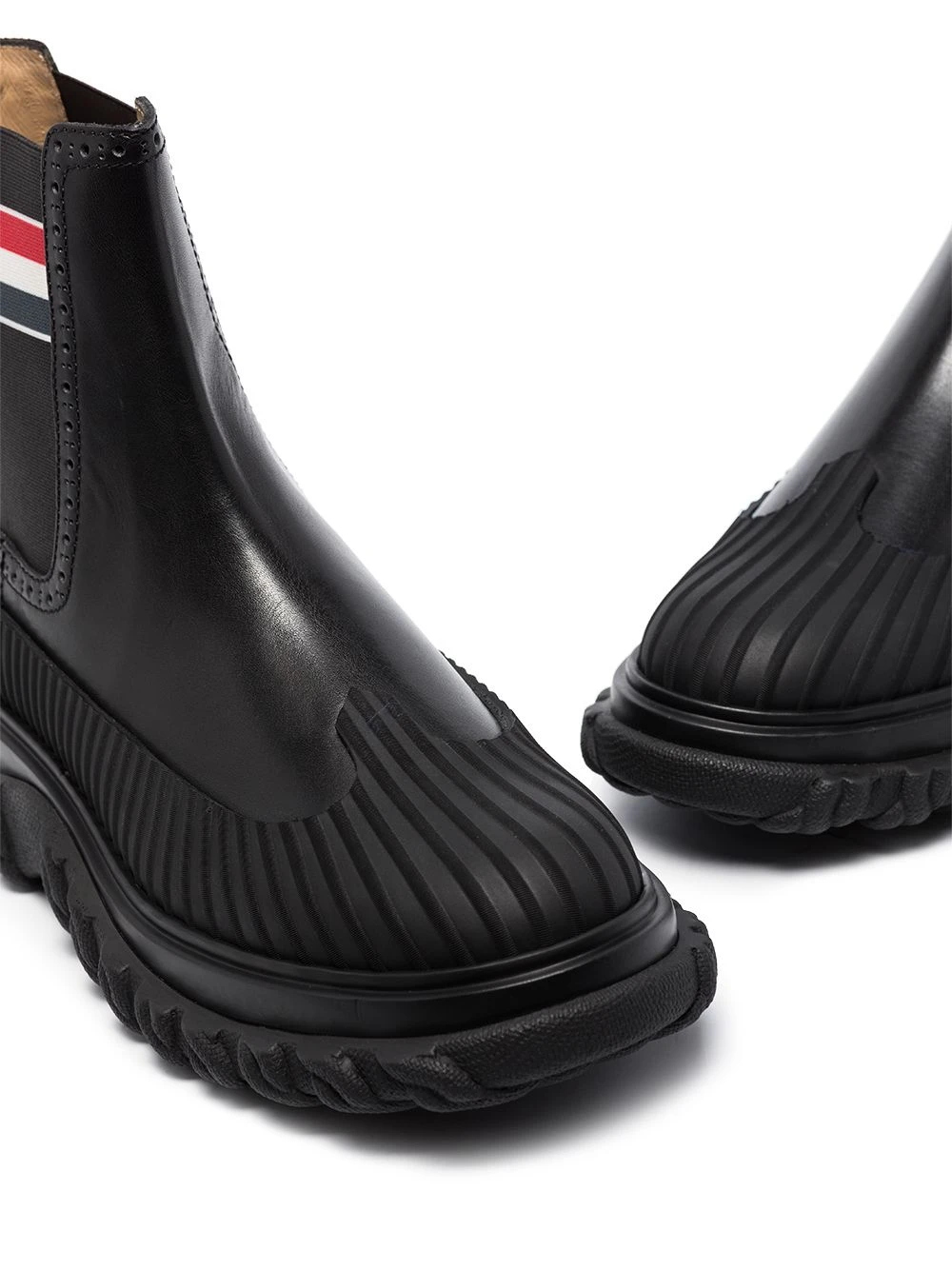 Discount π Thom Browne RWB stripe leather Chelsea boots of men π 2 Thom Browne RWB-stripe leather Chelsea boots